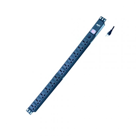 PDU 12 Universal Outlet (Lighting SW+Protection LED) 16A